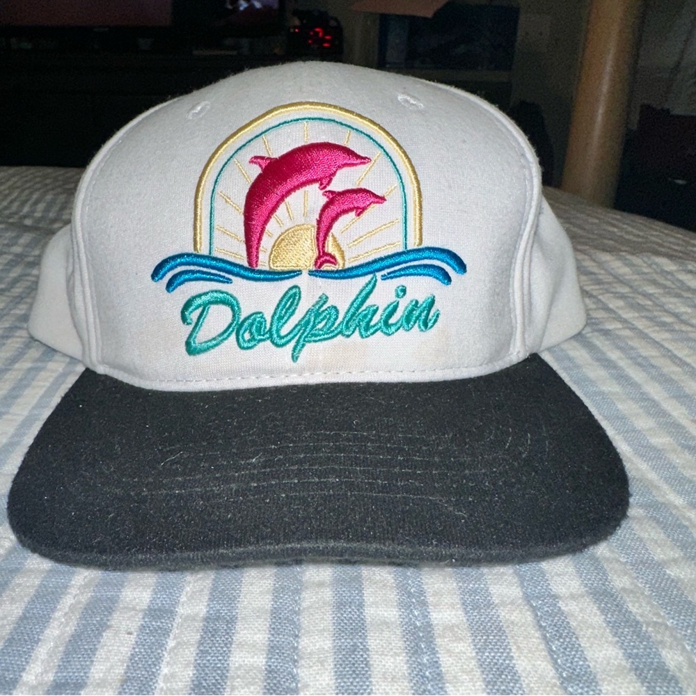 Pink Dolphin Snapback Hat White Black Flat Brim‎ Embroidered Streetwear Cap